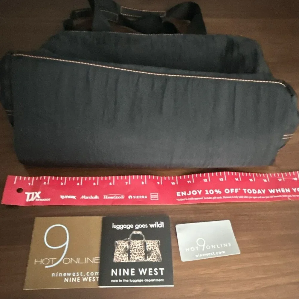 Nine West Black Satchel Top Handle Bag Orange Lining Zip Snap New with Tag